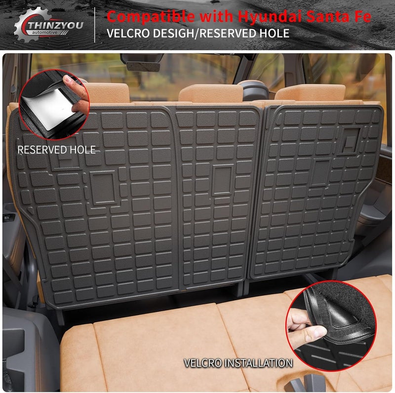 Thinzyou Kick Mats Compatible with 2024 2025 2026 Hyundai Santa Fe Back Seat Cover Protector TPE All Weather Backrest Mats 2024 Santa Fe Accessories (2024-2026,2nd Row Backrest Mat) - Image 3